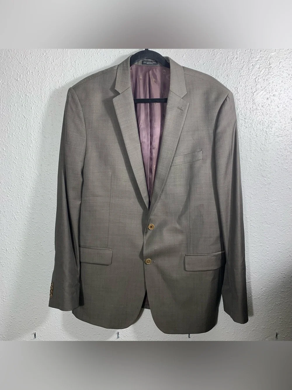John Varvatos ⭐️ USA 100% Wool Two Botton Notch Collar Brown/Taupe Suit Coat